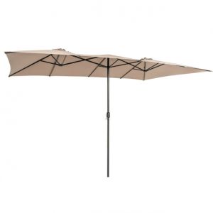 Parasol double - 426 x 265 cm - rectangulaire - marron