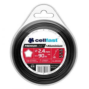 Image de Cellfast Fil De Coupe Fil De D&eacute;broussailleuse Renforc&eacute; Acier Tremp&eacute; Et R&eacute;sistant Premium &Eacute;toile 2,4 mm 90 m