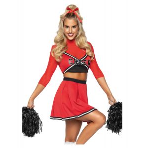 Leg avenue Costume de Pom-pom Girl Varsity Cheerleader Babe 86895 Rouge / noir XS (34)