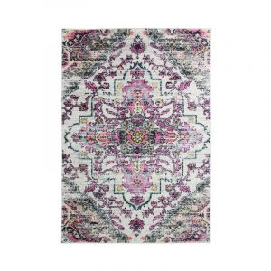 Image de Thedecofactory Mon Beau Tapis CALOR - Tapis esprit médaillon vintage violet 133x190