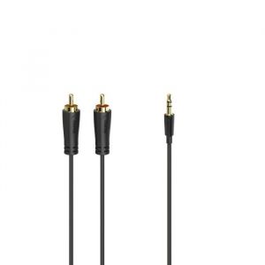 Hama Câble audio, connecteur jack 3,5mm,2 fiches RCA mâles,stéréo doré 1,5m