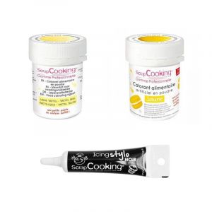 Scrapcooking 2 colorants alimentaires jaune pastel-jaune + Stylo gla