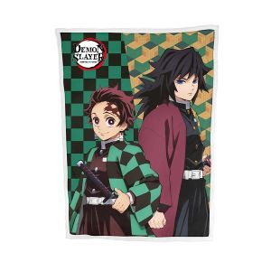 Homadict Plaid Sherpa 100X150 cm Demon Slayer Tanjiro & Tomioka