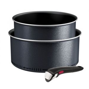 Tefal Lot de 2 casseroles aluminium 18/20cm + 1 poignée noir L7239003