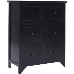 VidaXL Armoire latérale et 6 tiroirs Noir 60x30x75 cm Bois Paulownia