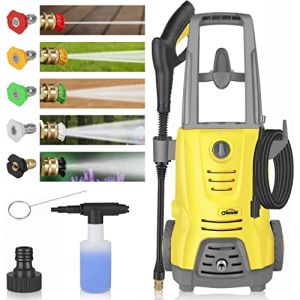 Image de Oasser Nettoyeur Haute Pression Electrique 1400W 125Bars 380L/H Nettoyeur Haute Pression pour Voiture avec Pistolet Pulv&eacute;risation 5 Buses &agrave; Jet et Tuyau Haute-Pression de 5 m&egrave;tres CW5 (YMKIOPP, neuf)