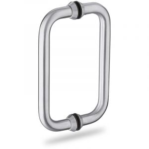 Amig - Jeu de poignées de porte avec rosace - Modèle 4 - Fabriqué en acier inoxydable 18/8 - Dimensions : 19 x 200 mm -Matériau résistant et durable - Finition : Mate