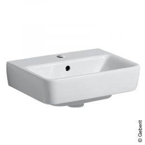 Geberit Renova Plan, lave-mains, 45x34 cm, 1 trou de robinet, avec trop-plein, 501624, Coloris: blanc/KeraTect - 501.624.00.8