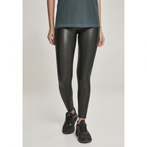 Urban classics Ladies Faux Leather High Waist Leggings, Noir