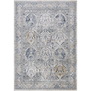 Surya - Tapis de Salon à Poils Courts et Doux Vintage Oriental Gris, Bleu et Brun 200 x 275 cm
