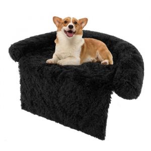 Costway Lit Pour Chat Chien En Peluche S Avec Traversin Pour Cou, Panier Pour Chien Pour Animaux Avec Dessous Antidérapant, Noir