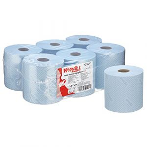 Wypall L10 Essuyeur Hygiène & Surfaces Alimentaires 7255 - Rouleau bleu à dévidage central 1 épaisseur - 6 rouleaux à dévidage central x 800 essuyeurs en papier (4 800 au total)