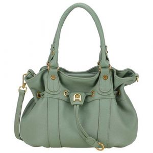 Arthur & Aston - Sac &agrave; main en cuir "Camille" M sauge - 33 x 23 x 12 cm - Vert