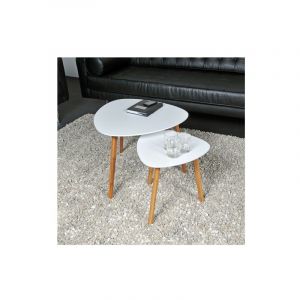 Image de Weber Industries Lot de 2 tables basses gigognes ONYX / Blanc