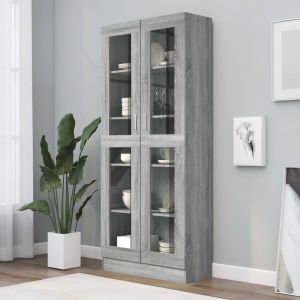 VidaXL Armoire à vitrine Sonoma gris 82,5x30,5x185,5cm Bois ingénierie