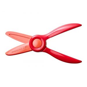 Fiskars Ciseaux pour Enfants, A partir de 2 ans, Pour apprendre à couper, Longueur : 13 cm, Lames et poignées en plastique, Rouge, Starter, 1064065