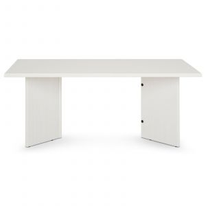 Idimex Table basse avec pieds angulaires en bois massif, blanc