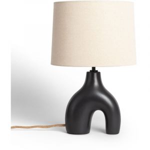 Ledkia - Lampe à Poser Céramique et Lin Ginger Noir
