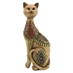 Signes Grimalt Figurine de Chat Ethnique D&eacute;corative en R&eacute;sine - Ornement de Maison, Cadeau Original, Style Unique pour les Amoureux des Chats