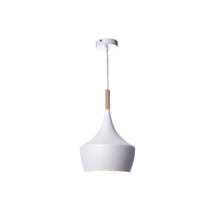 Miliboo Suspension métal blanc et bois D24cm JAVA