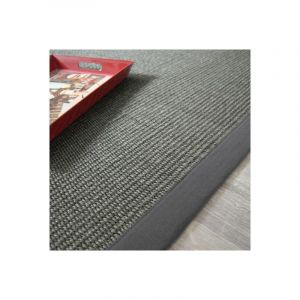 Décoweb Tapis Sisal Quintana anthracite - Ganse coton anthracite - 80 x 150 cm