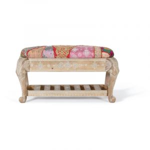 Banc bois manguier et tissu