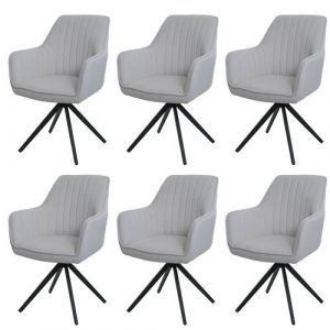 Lot de 6 chaises de salle &agrave; manger MENDLER HWC-L79 tissu/textile cr&egrave;me-beige