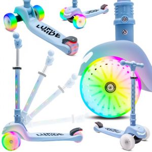 Sun Baby Trottinette enfant - LUMI RIDE - 3 Roues 7 couleurs LED 20 programmes - 3+ ans 50 kg pliable réglable - Bleu