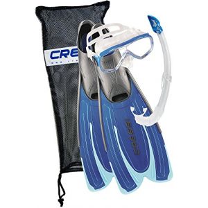 Cressi Sub S.p.A. Agua Bag Ensemble Plongée/Natation Palmes-Masque-Tuba avec Sac Mixte Enfant, Bleu/Azure, 41/42
