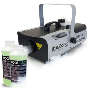 Ibiza Light Machine à fumée LSM1200PRO programmable avec DMX - 2 télécommandes - 1200W + 2L de liquide inclus