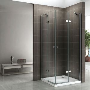 MAYA Porte de douche d'angle H 190 cm verre 6 mm transparent 70 x 75 cm