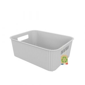 Sundis Vibes, panier de rangement plastique, blanc cass&eacute;, 10L, avec poign&eacute;es, empilable, id&eacute;al pour petits objets et accessoires de la salle de bain, la chambre, la cuisine ou le bureau