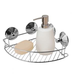 MSV Etag&egrave;re Panier d'angle de Douche &agrave; ventouses Chrom&eacute;