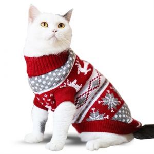 Pull de No&euml;l pour animal de compagnie chien et chat rennes rouge et gris !