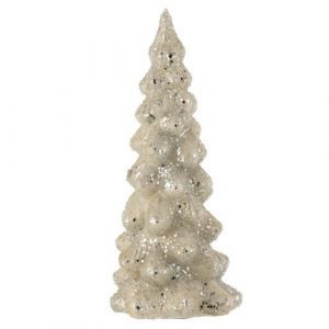 J-Line Sapin De Noel Decoratif Givre Verre Brillant Gris Clair/Argent Small