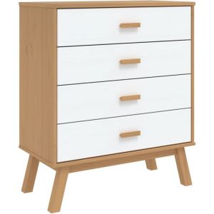 VidaXL Armoire à tiroirs olden blanc et marron bois de pin solide Blanc