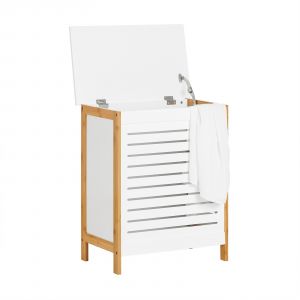 Sobuy FSS66-WN Panier à linge avec couvercle - 69 x 13 x 54 cm - Blanc