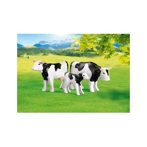 Playmobil 2 vaches avec veau noirs / blancs