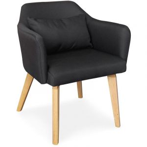 Image de No Chaise / Fauteuil scandinave Shaggy Tissu Noir