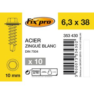 Fix'Pro Vis hex.auto+rond 6,3x38 /10