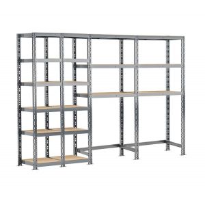 Etagère quadruple 18 plateaux L.240 cm (Kit Start + 2 modules A + 2 modules B)