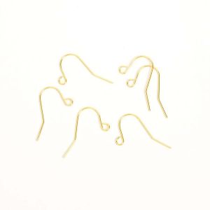 Crochet Boucle d'oreille Doré à l'or fin 24K - 10 pcs Tige Fine