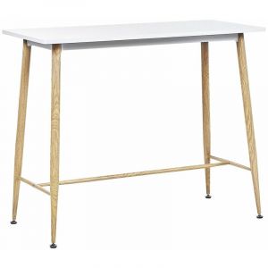 Beliani Table mange debout blanche / effet bois clair 90 x 50 cm CHAVES