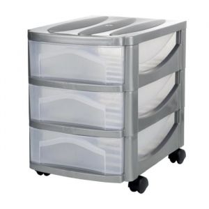 AC-Déco Tour de rangement - Big hoddy - 30 x 40 x 40 cm - Argenté