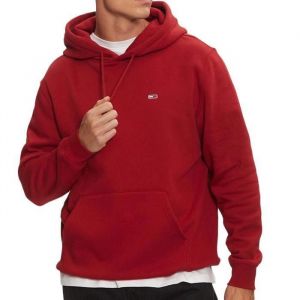 Tommy Jeans Sweat à Capuche Homme Regular Fit Flag Fleece avec Capuche, Rouge