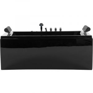 Beliani Baignoire balnéo 170 cm en acrylique noir avec LED MONTEGO