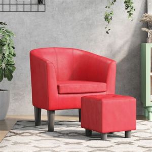 VidaXL Fauteuil cabriolet avec repose-pied rouge similicuir