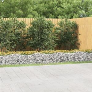 VidaXL Lit surélevé à gabions arqué 800x50x50 cm Fer galvanisé