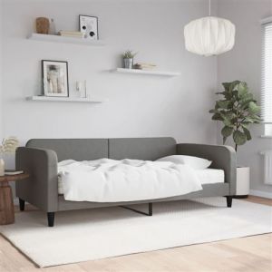 VidaXL Lit de Jour avec Matelas, Canapé-lit, Lit d'Invité, Meuble de Chambre à Coucher Salle de Séjour, Moderne, Gris Foncé 100x200 cm Tissu