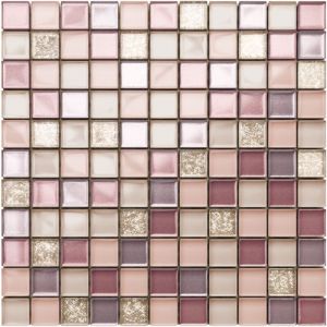 Ilcom - Mosaïque de verre sur maille pour salle de bain ou cuisine 30cm x 30cm - Flamingo